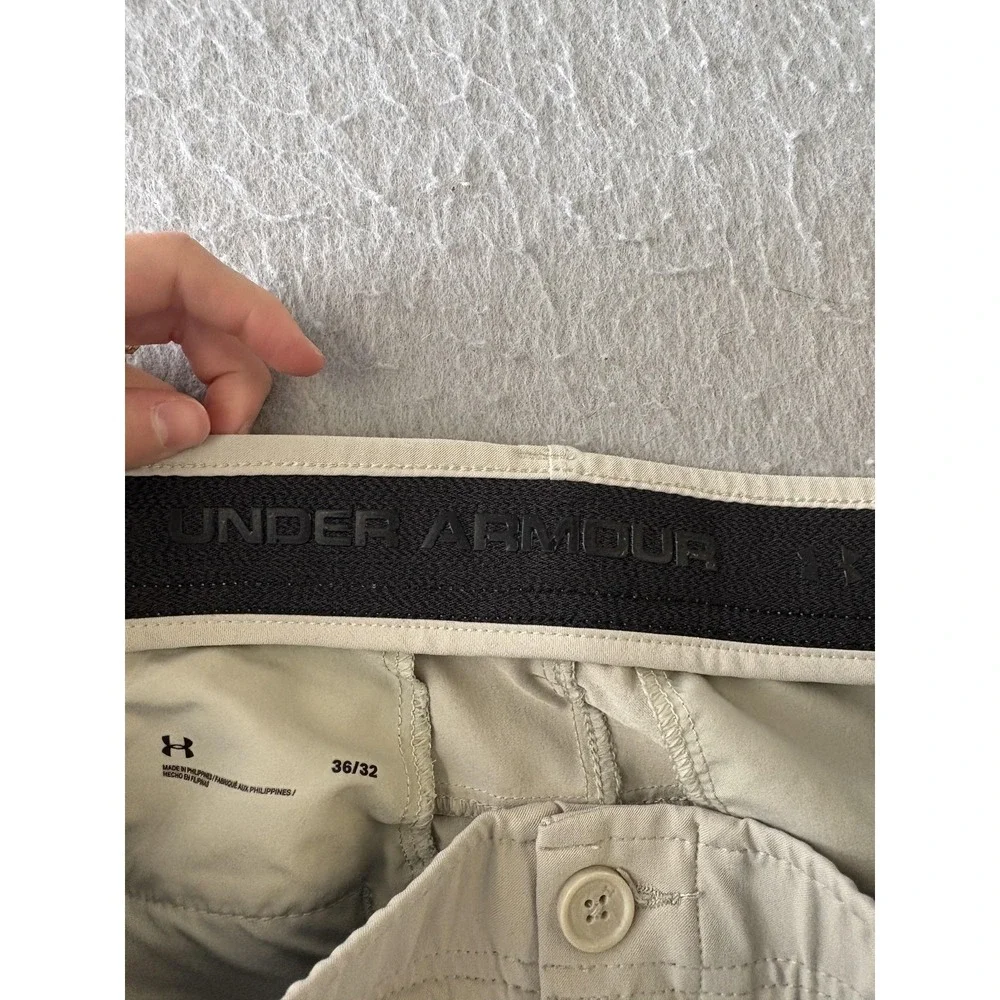 Under Armour Pants Mens 36x32 Beige‎ Khaki Golf Straight Leg Stretch Waist